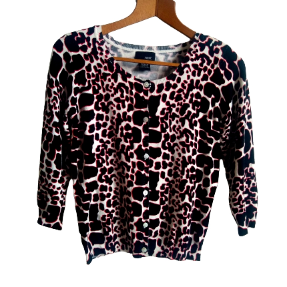 Women's Animal Print Cardigan Sweater Size Medium